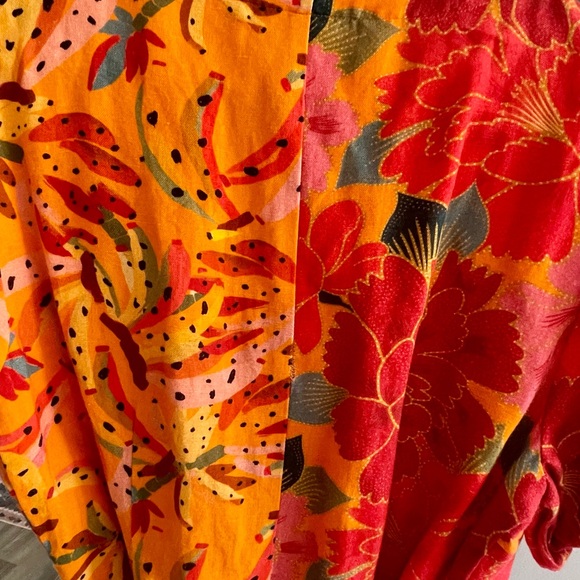 FARM RIO GORGEOUS MARBELLA COTTON WRAP MINI DRESS ORANGE/YELLOW MINT COND SZ M - Picture 8 of 8